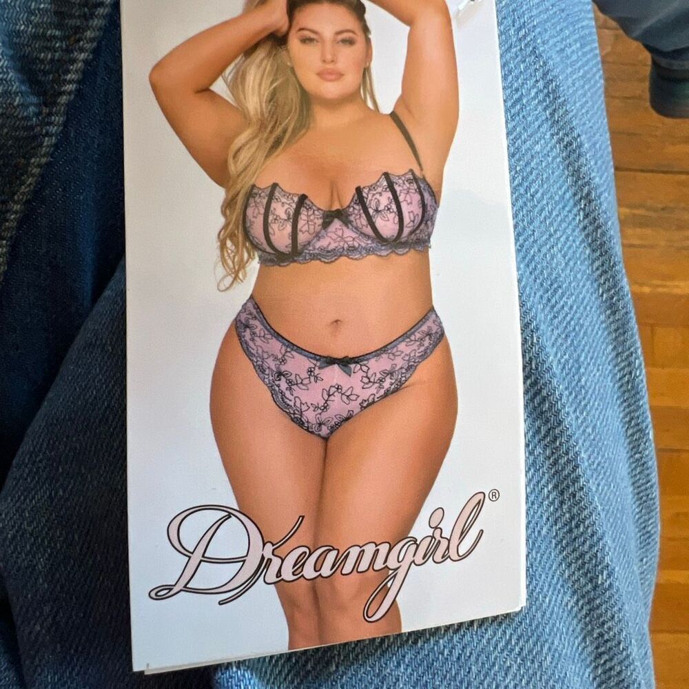 Dreamgirl Ariel Bra Set Lavender 12168X Plus Size 1X Nwt Valentines